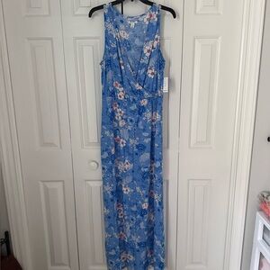 OLD NAVY Blue Floral Dress; nursing friendly dress